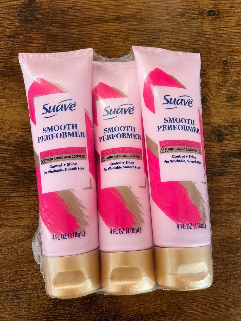 Lot of 3 Suave Smooth Performer Anti Frizz Styling Cream 4 oz New